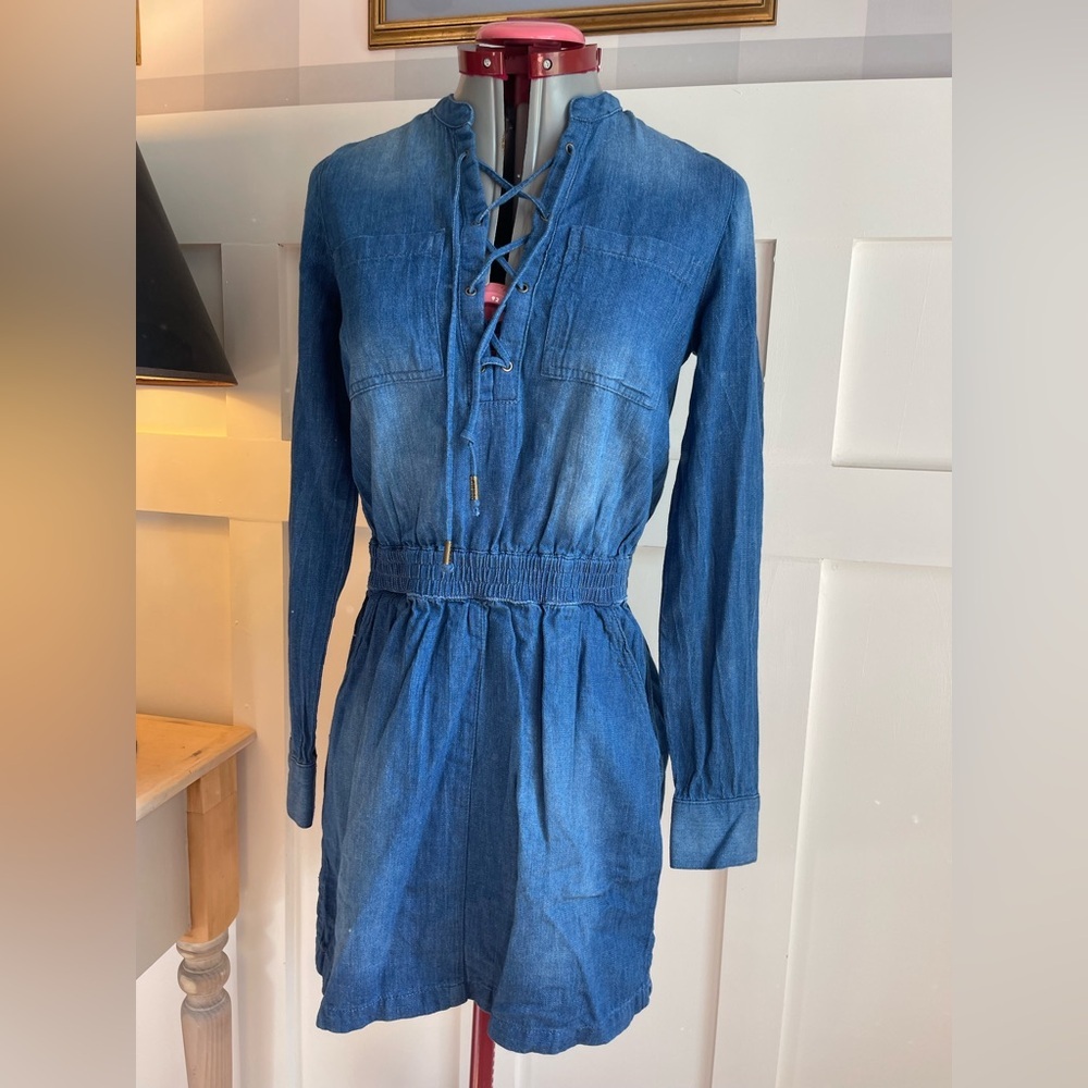 Guess Denim Shirt Dress Long Sleeve Y2K Casual Mini XS